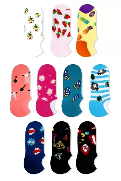 10'lu Renkli Sneaker Ekonomik Çorap Set
