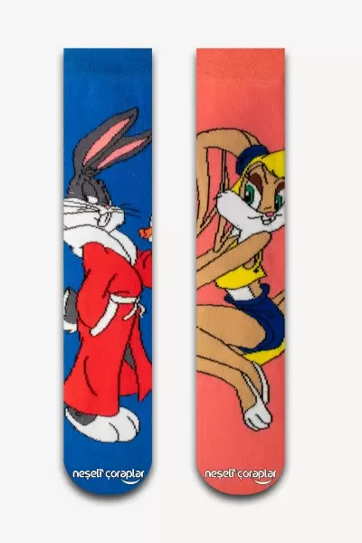2'li Bugs Bunny Ve Lola Renkli Çorap Set