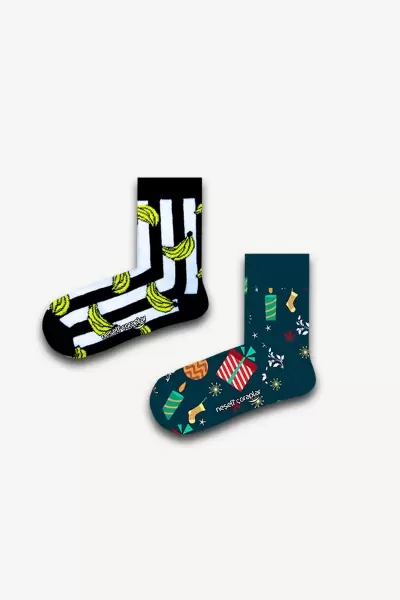2'li Muz Renkli Çocuk Çorap Set