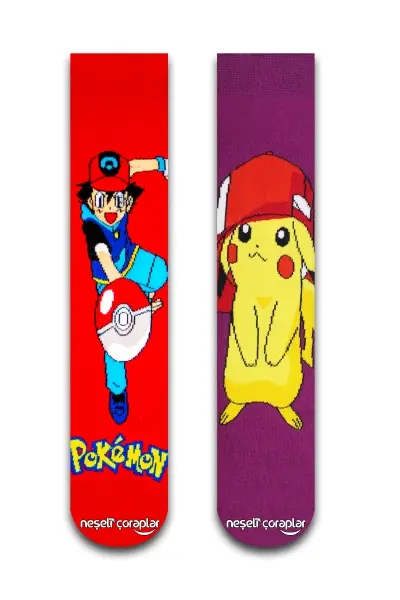 2'li Pokemon & Pikaçu Renkli Çorap Set