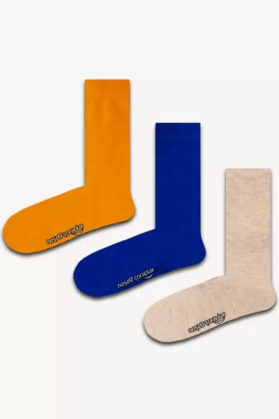 3'lü Düz Renkli Çorap Set