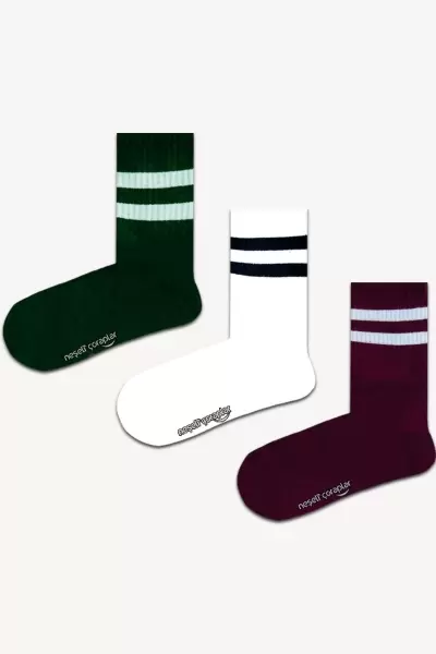 3'lü Rengarenk Atletik Çorap Set
