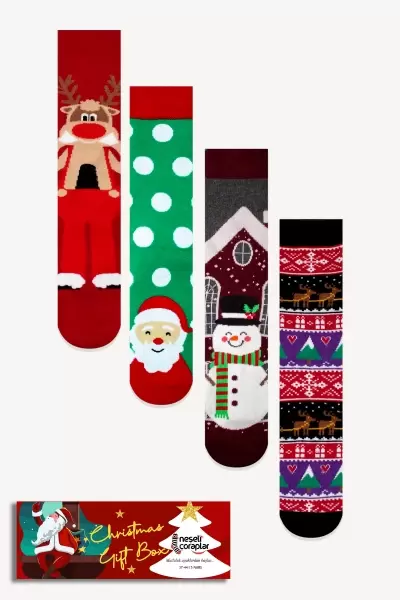 4'lü Christmas Havlu Çorap Set