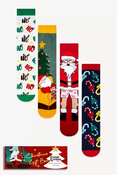 4'lü Noel Baba Havlu Çorap Set