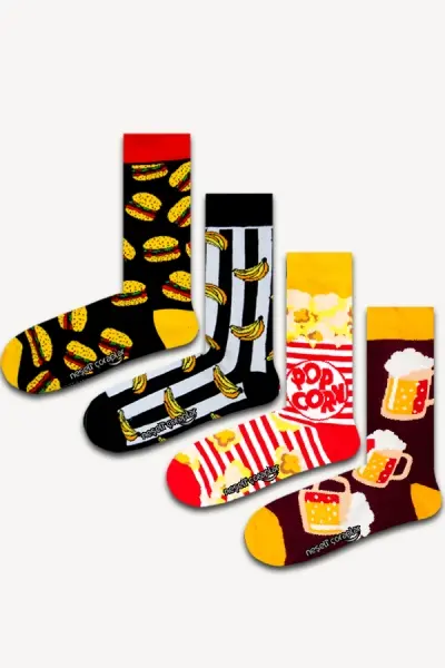4'lü Popcorn Renkli Çorap Set