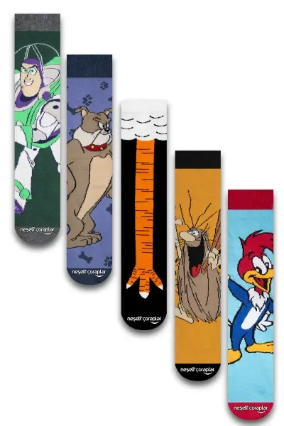5'li Adventure Karakter Renkli Çorap Set