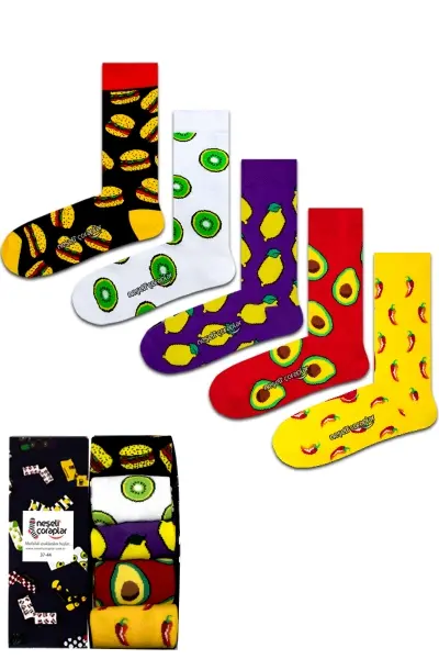 5'li Mini Hamburgerler Renli Çorap Set