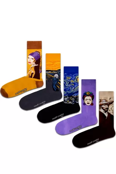 5'li Sanat Renkli Çorap Set