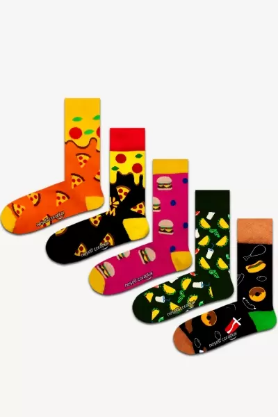 5'li Yemekler Renkli Çorap Set