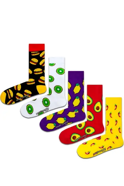 5'li Mini Hamburgerler Renli Çorap Set