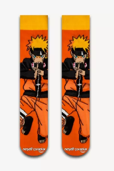 Anime Naruto Uzumaki Turuncu Renkli Erkek Çorap
