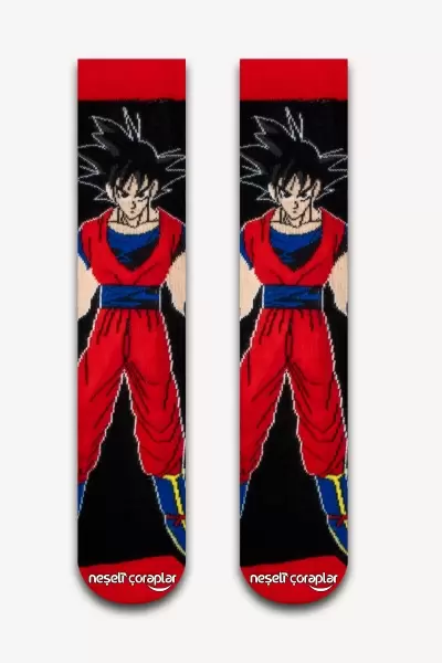 Anime Son Goku Kırmızı Renkli Erkek Çorap