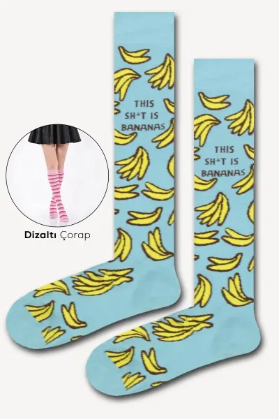 Bananas Renkli Kadın Dizaltı Çorap