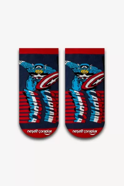 Captain America Renkli Çocuk Çorap