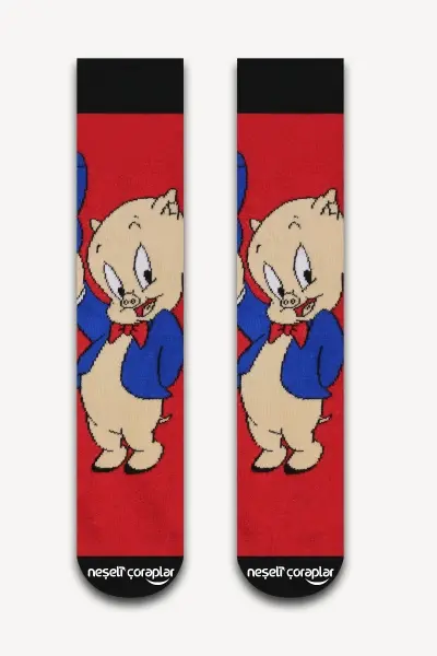 Domuz Porky Renkli Kadın Çorap
