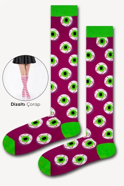 Göz Renkli Kadın Dizaltı Çorap