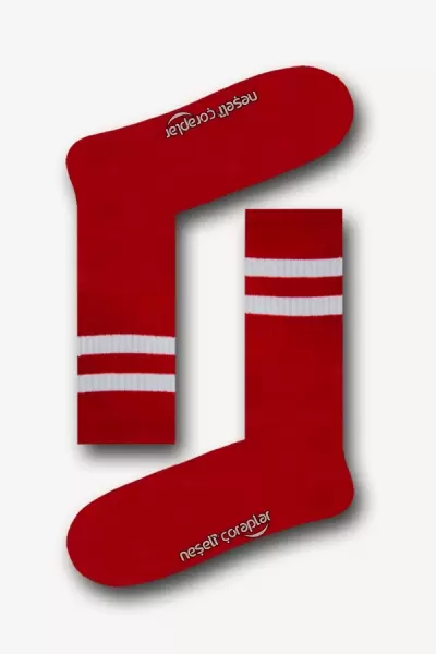 Kırmızı Long Atletik Erkek Çorap 