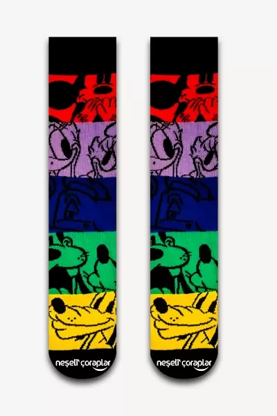 Mickey Mouse Family Renkli Kadın Çorap