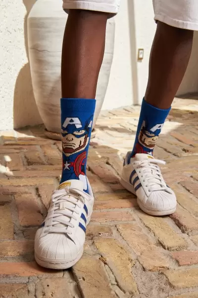 Kaptan Amerika Mavi Renkli Erkek Çorap