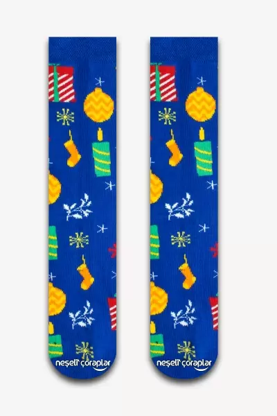 Noel Süslü Renkli Erkek Çorap