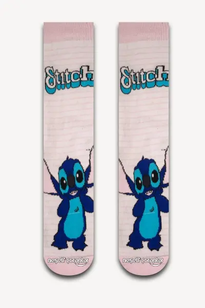 Pembe stitch Renkli Kadın Çorap 