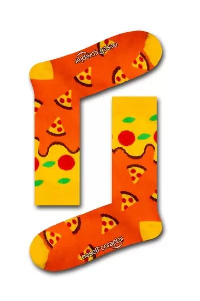 Pizza Dilim Turuncu Renkli Kadın Çorap