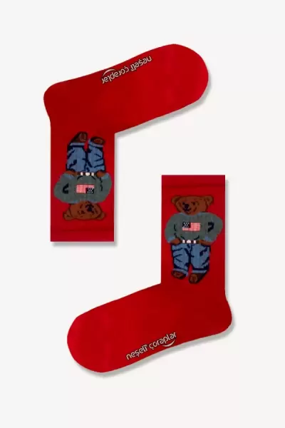  Ralph Lauren Kırmızı Atletik Kadın Çorap
