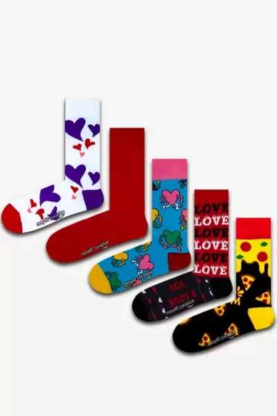5'li Sevgililer Günü Özel Renkli Çorap Set