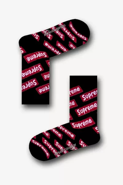 Kırmızı Siyah Blok Supreme Desenli Atletik Erkek Çorap