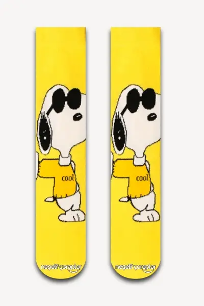 Snoopy Renkli Kadın Renkli Çorap