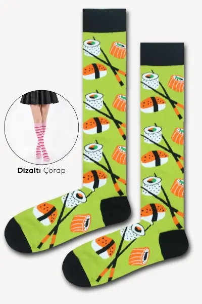 Sushi Yeşil Renkli Kadın Dizaltı Çorap