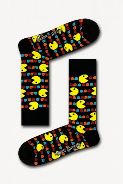 Pac-Man Desenli Erkek Renkli Çorap