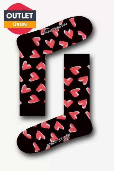 Cute Hearts Desenli Renkli Kadın Çorap