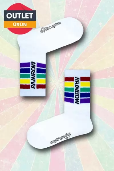 Rainbow Desenli Atletik Kadın Çorap