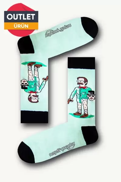 Yeşil Simpson Desenli Renkli Erkek Çorap