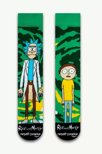 2'li Rick and Morty Renkli Çorap Set