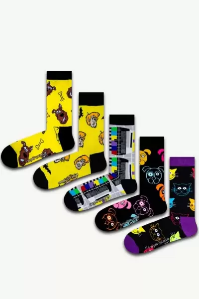 5'li Köpek Renkli Çorap Set