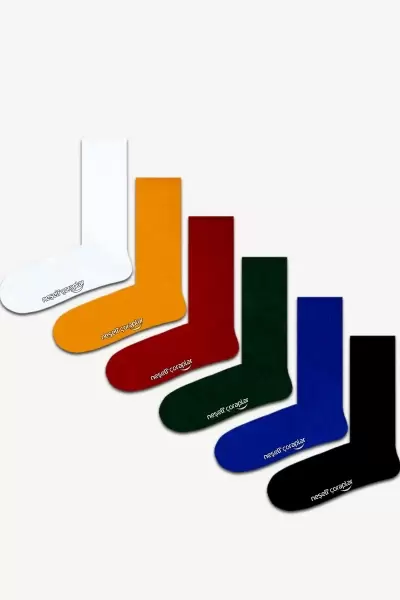 6'lı Düz Uzun Konç Atletik Çorap Set