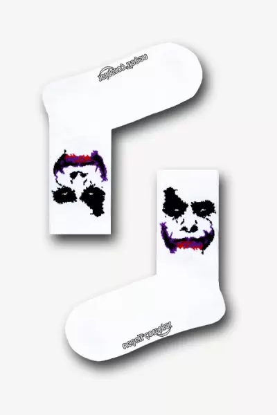 Joker Beyaz Desenli Atletik Erkek Çorap