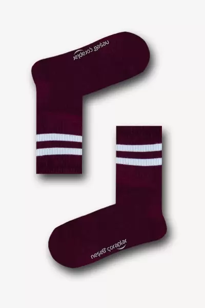Bordo Renkli Atletik Erkek Çorap