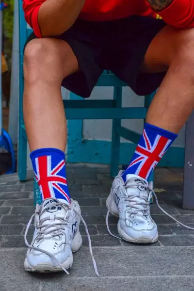 İngiltere Bayrak Desenli Atletik Erkek Çorap