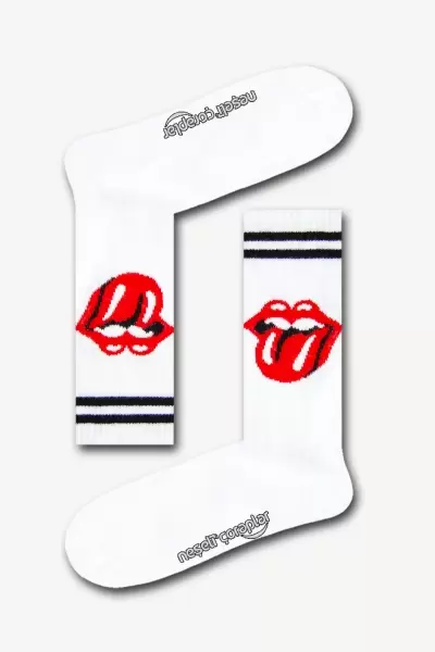 Rolling Stones Desenli Kadın Atletik Çorap