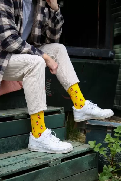 Sarı Biber Renkli Erkek Çorap