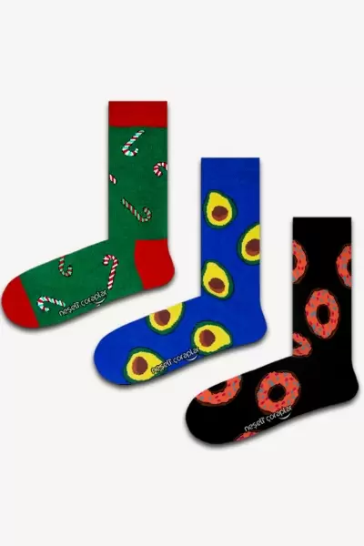 3'lü Avokado Renkli Çorap Set