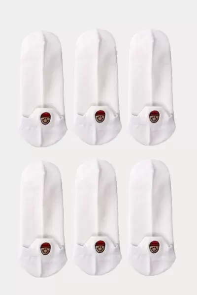 6'lı Beyaz Emoji Patik Çorap Set