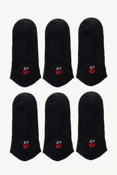6'lı Siyah Emoji Patik Çorap Set