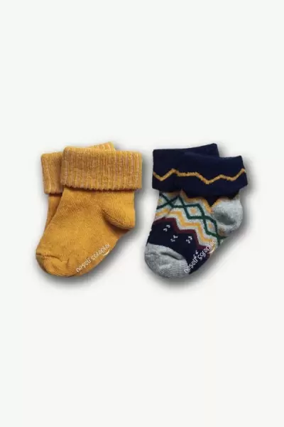 2'li Bebe Etnik Desen-Hardal Renkli Çorap