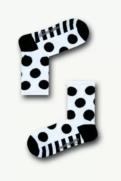 Siyah Beyaz Puantiye Renkli Çocuk Çorap