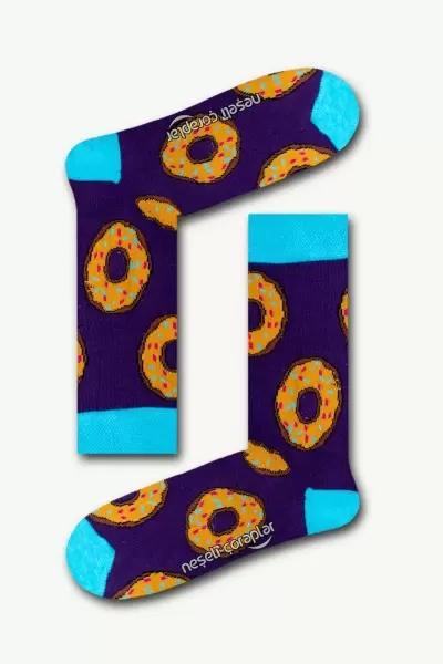 Mor Donuts Renkli Kadın Çorap