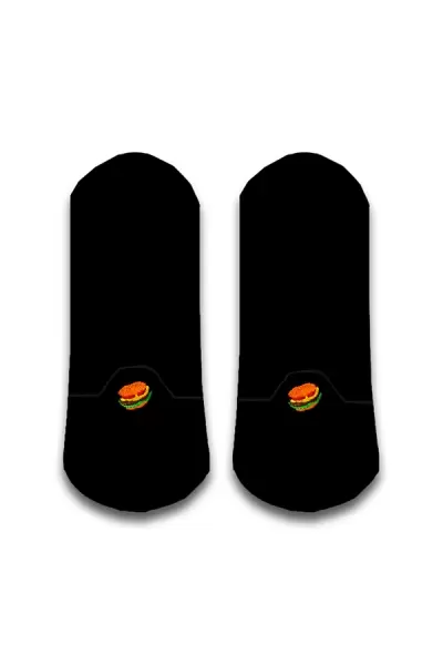 Hamburger Nakışlı Kadın Patik Çorap